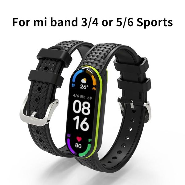 

watch bands mi band 6 nfc straps wristband for 3/4 5/6 weave pattern soft style sports anti-loss watchband, Black;brown