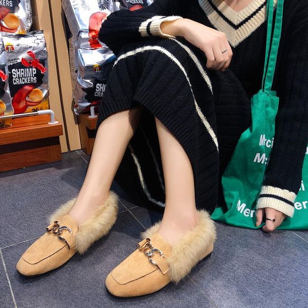 

boots enplei fur shoes women winter snow female comfortable woman warm plush flat ankle suede 35-40, Black