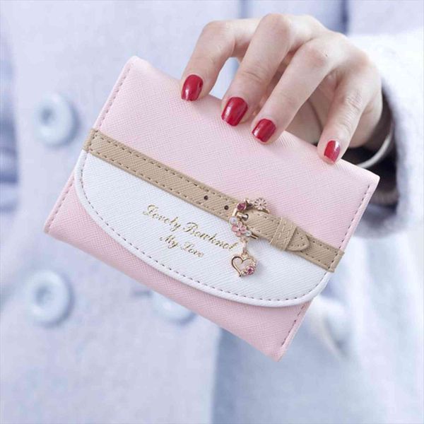 

women lady girl cute mini wallet elegant card holder coin purse pu leather clutch handbag fashion lovely money bag, Red;black