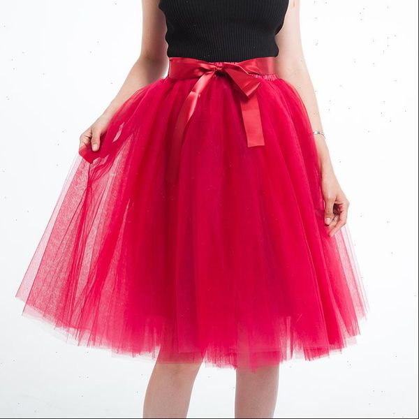 

5 layer 65cm knee length tulle skirt elegant pleated tutu skirts womens vintage lolita petticoat faldas mujer saia jupe, Black