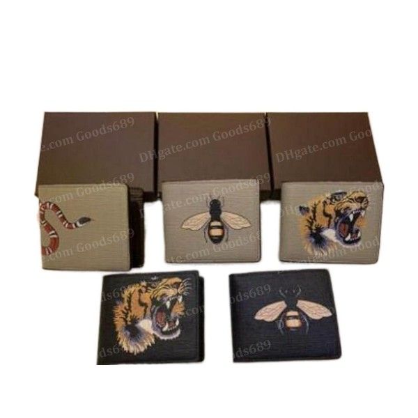 

men animal short wallet leather black snake tiger bee designers wallets handbags women long style luxury purse card holders with gift box go, Red;black