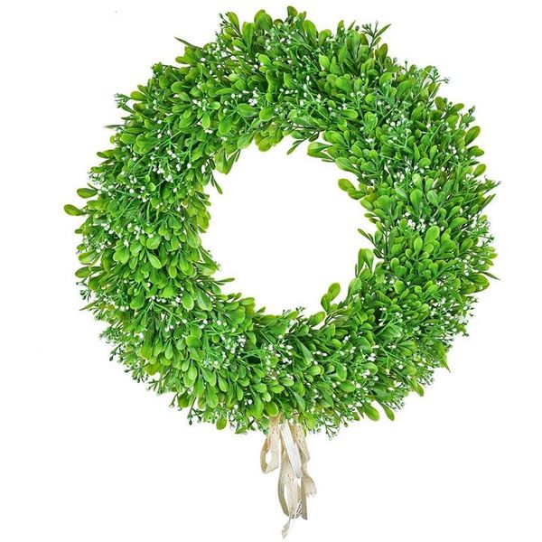 

decorative flowers & wreaths 15 inch artificial green leaf wreath with purple flower, for wall festival window farmhouse