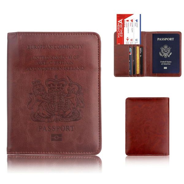 

card holders pu leather england passport cover for united kingdom britain holder uk case travel wallet purse, Brown;gray