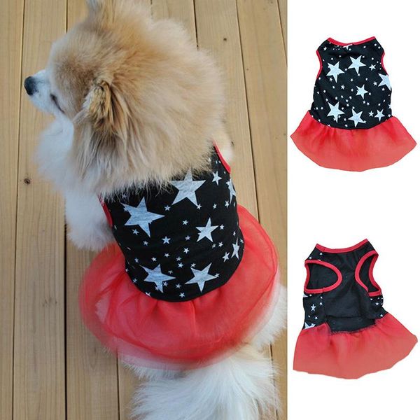 

dog puppy stars printed vest dress pet cat cotton comfort skirts clothes