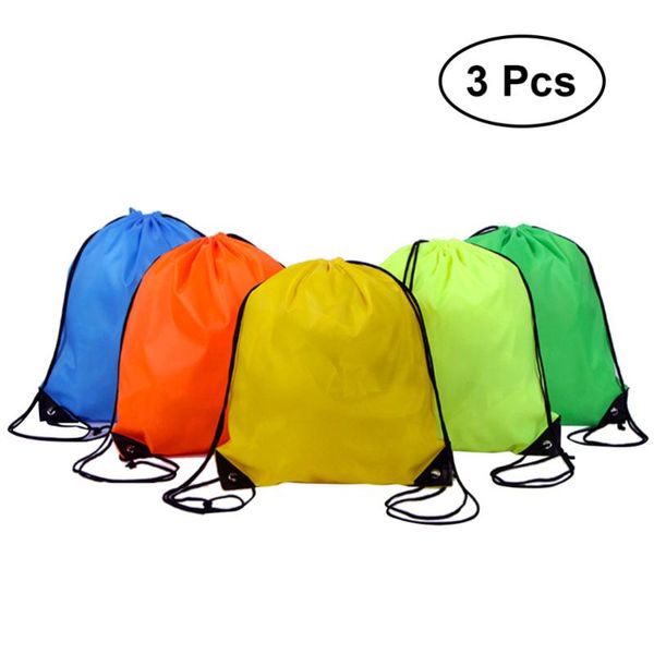 

outdoor bags 3 pcs drawstring backpack waterproof sports for (random color)