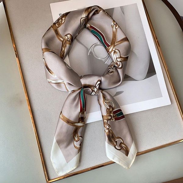 

scarves fashion 2021 silk scarf women handkerchief printed female square head bandana small neck hijab lady shawls sjaal luxury, Blue;gray