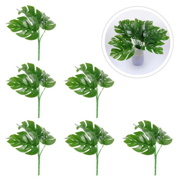

decorative flowers & wreaths 6pcs simulation green leaves bonsai decor vivid plant ornaments