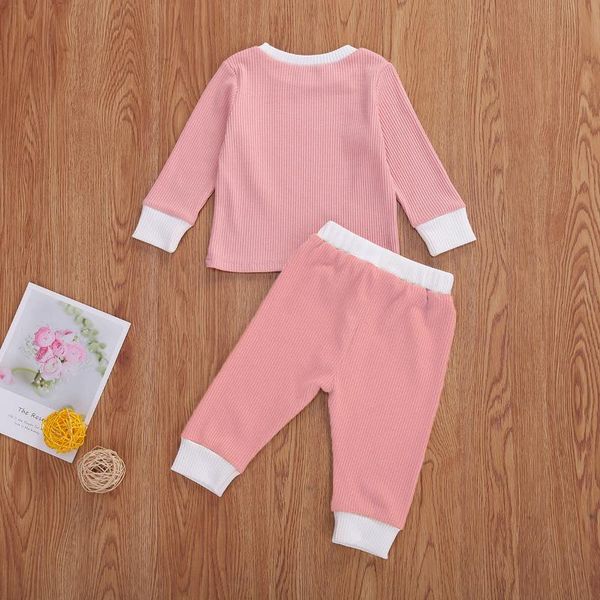 

clothing sets baby & children's 0-24m born autumn girls boys clothes solid long sleeve t shirt and pants 2pcs, White