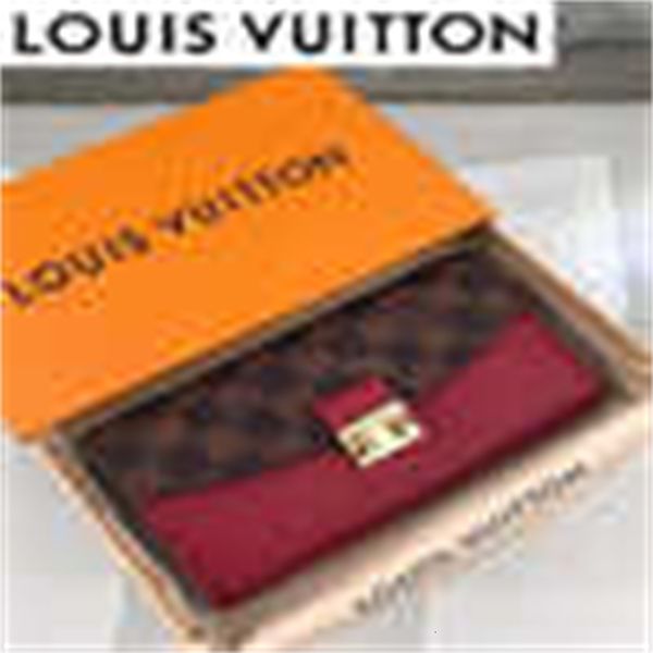 

compact key n60207 leather brand long wallets chain wallet pouches designer card holders cases purse clutches luxury 1spb, Black;red