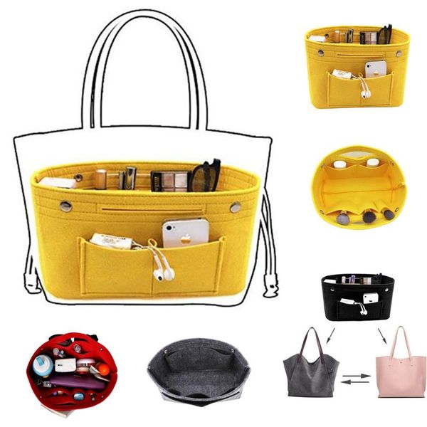 

portable felt multi pocket for o bag cosmetic organizer inner lining insert handbag classic size package accessories