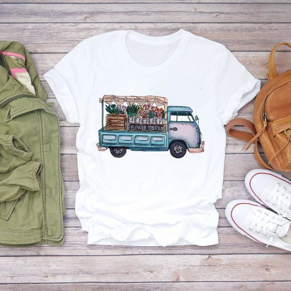 

women flower fashion 90s floral aesthetic print clothing summer shirt t-shirts t graphic female ladies womens tee t-shirt, White