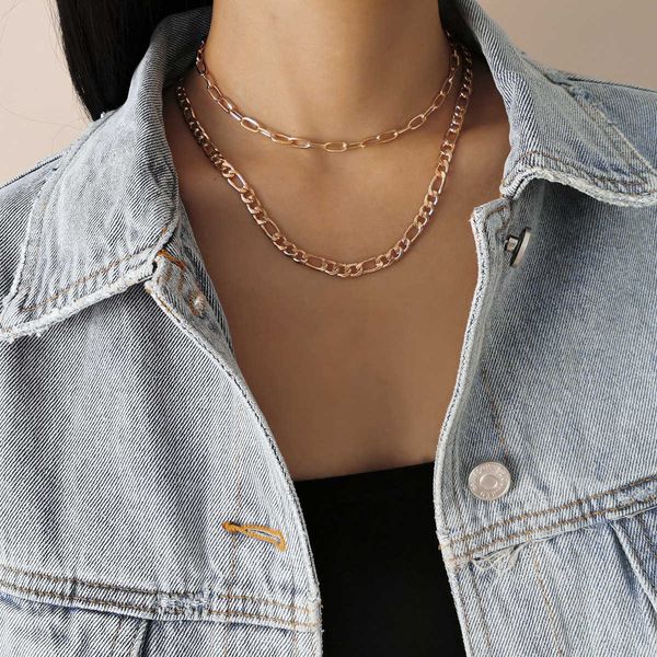 

jewelry fashion versatile multi-layer tassel women's simple cross chain alloy necklace, Silver