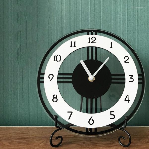 

desk & table clocks nordic office deskclock simple creative living room bedroom decorative mute large acrylic with iron holder1