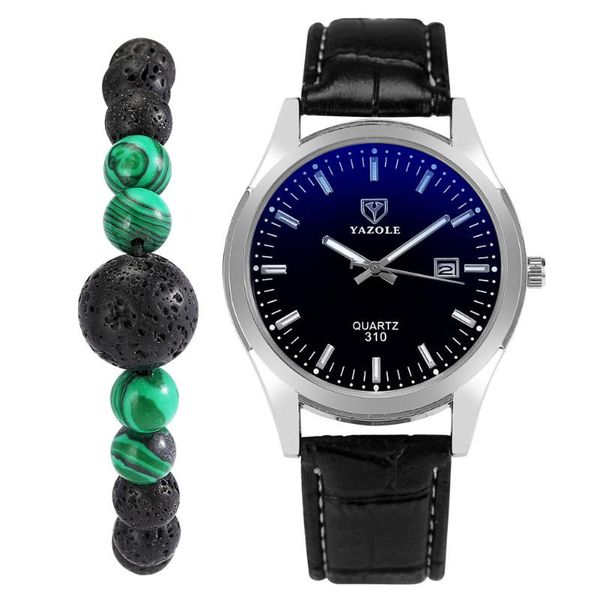 

wristwatches fashion men watches set black quartz wristwatch male leather strap business watch simple bracelet gift, Slivery;brown