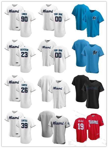 

2021 city connect 19 miguel rojas miami jersey 2 jazz chisholm brian anderson adam duvall 22 sandy alcantara 36 dylan floro sixto sanchez, Blue;black