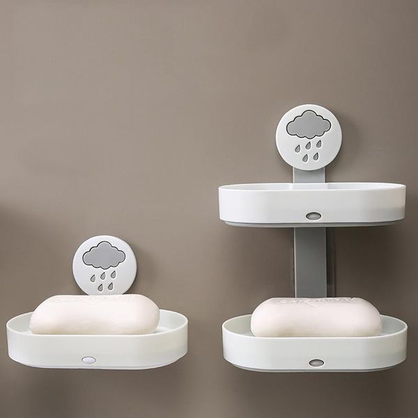 

bath shower soap box dish storage plate tray holder case wall self adhesive kitchen bathroom accessories container organizers