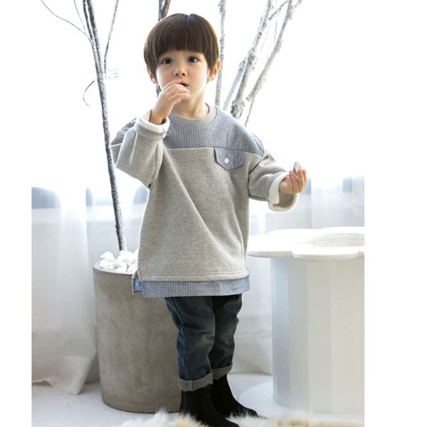 

sleeve of three korean long a contrast family coat, Blue