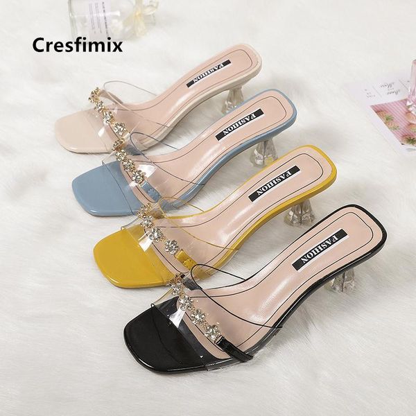 

dress shoes cresfimix women cute sweet transparent heel sandals ladies casual comfort summer beach c5826, Black