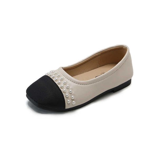 

children's pearl leather shoes 2021 new spring fashion princess shoes little girls soft flat single shoes toddlers e525 x0703