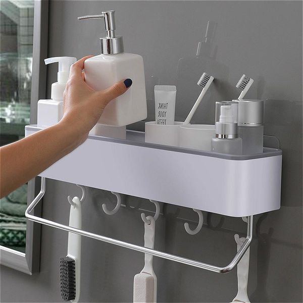 

towel racks wall mount shampoo rack with bar bathroom shelf shower caddy organizer no drilling washstand kitchen storage accessories