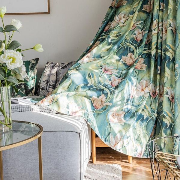 

hyun blue heart curtains are suitable for living room bedroom modern minimalist polyester cotton printed curtains custom