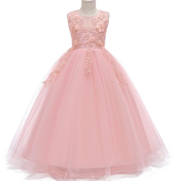 

girl's dresses 2021 girls wedding dress lace bead appliques sleeveless party tulle princess birthday first communion gown for 15, Red;yellow