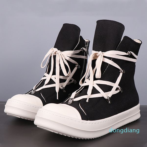 

designer-men trend ankle boots lace up fashion street sneaker zip high-hip hop man casual shoes t50, Black