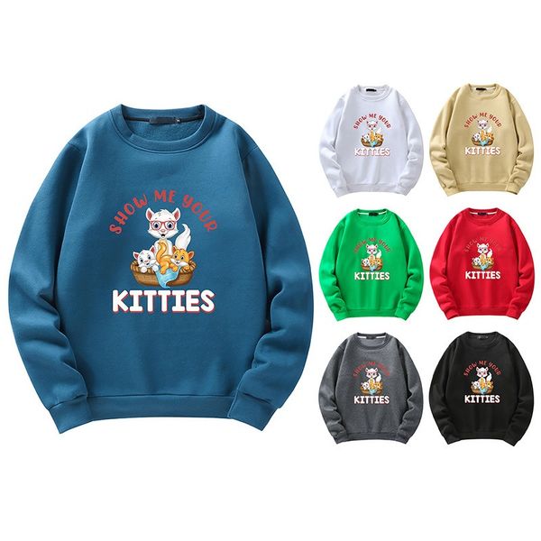 

2021 autumn and winter sweatshirt fashion cat print clothing, Black