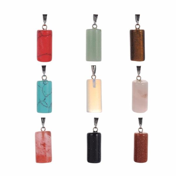 

pendants natural cylinder shape pendant chakra quartz gem stone pendulum diy necklace charm healing reiki beads for women jewelry, Black