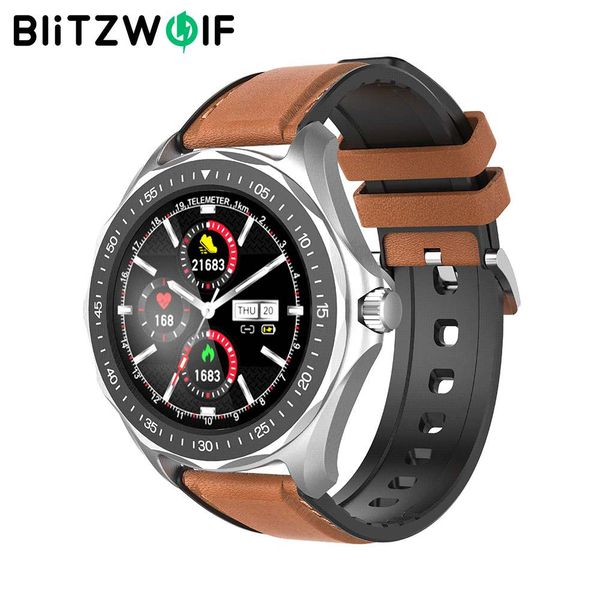 

blitzwolf bw-hl3 smartwatch smart watch men womens watches heart rate blood pressure bluetooth-compatible fitness wristbandg, Slivery;brown