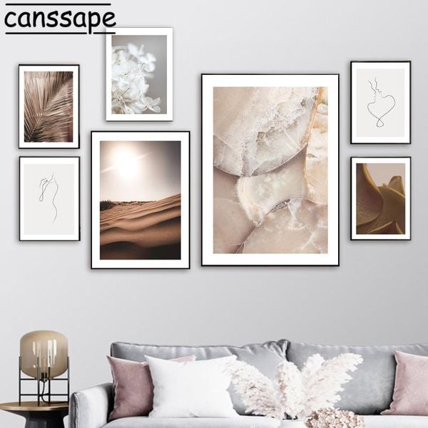 

paintings natural scenery wall art canvas painting flowers posters leaves prints desert poster line drawing pictures living room decor