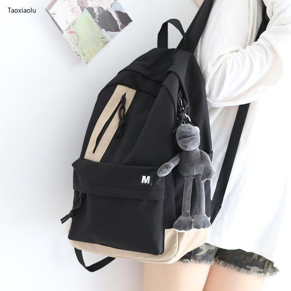 

backpack fashion female panelled women 2021 korean cute school bags for girls high students 15.6 inch laptop