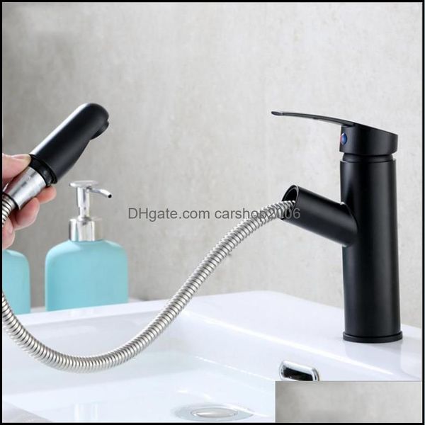 Rubinetti per lavabo da bagno Rubinetti, docce come giardino domestico e rubinetto per lavabo monoforo in ottone nero / cromato freddo Pl Out El Engineering Shampoo D