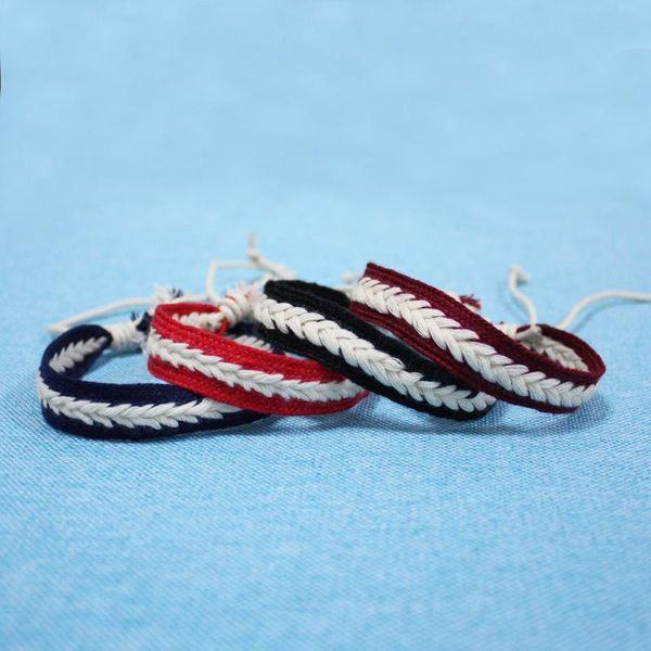 

charm bracelets cotton rope thread bracelet retro handmade boho braided string cord woven simple friendship women men, Golden;silver