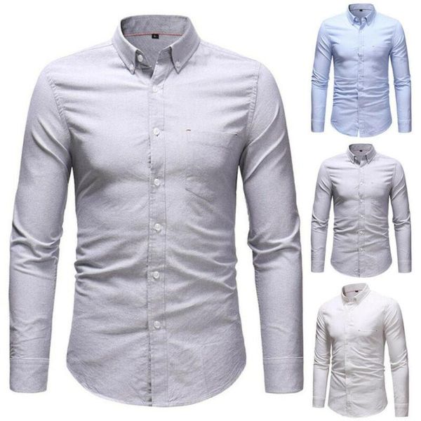 

men's t-shirts mens solid long sleeve button business formal office casual dress shirts, White;black
