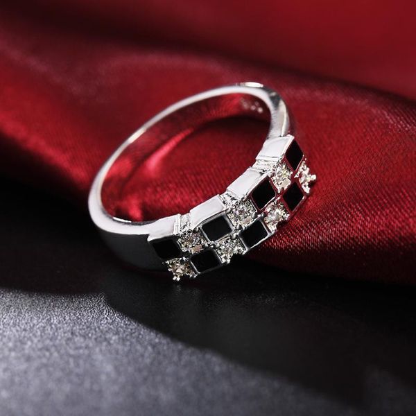 

wedding rings fashion style 925 sterling silver cube zircon ring men and women engagement party gift jewelry, Slivery;golden