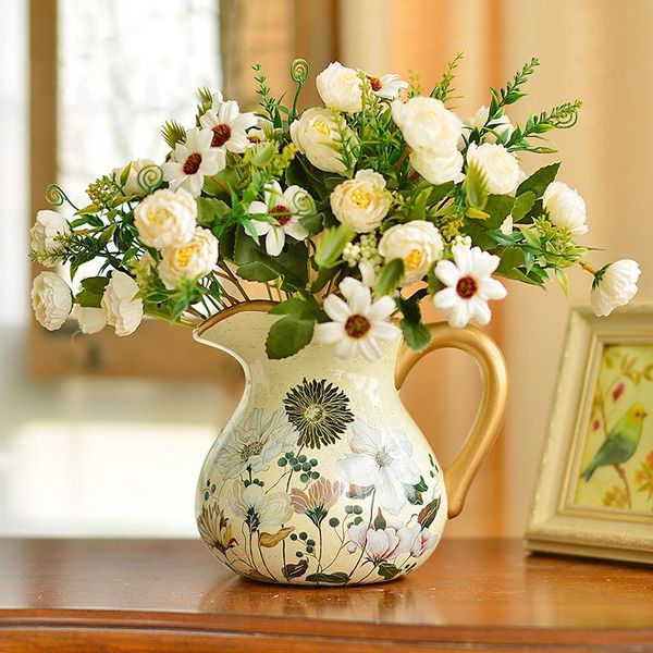 

vases european ceramic single ear vase home living room decoration tv cabinet porch decor ornaments artificial flower container