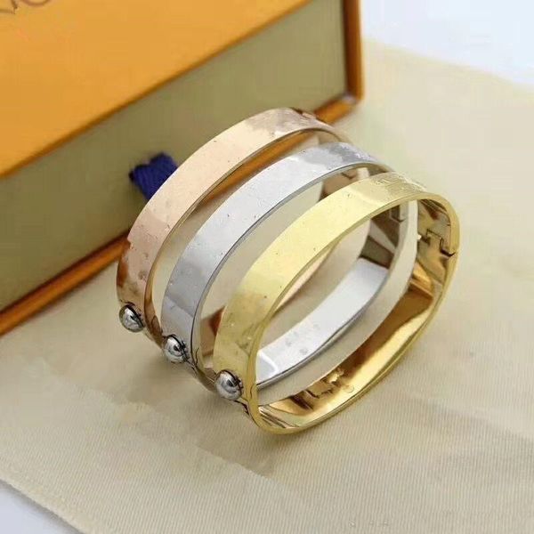 

luxry bracelets women's h bracelets rose gold l bracelet titanium steel gold silver loves screw bracelet with original box, Black