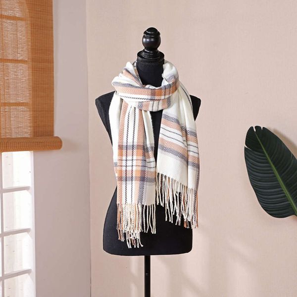 

korean autumn and winter new cashmere like thermal women's tassel plaid scarf fashion shawl, Blue;black