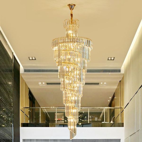

luxury modern crystal chandelier for staircase gold/chrome home decoration loft chandeliers lighting fixtures