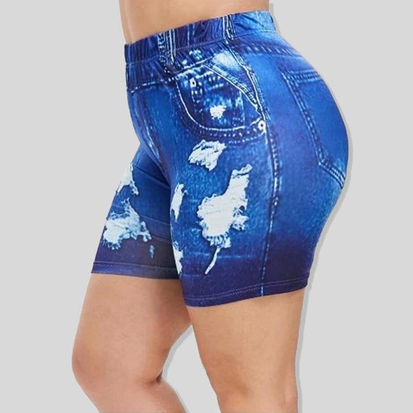 

summer shorts women elastic high waist faux jeans short for women ripped slim shorts pants minipants femme shorts 3xl, Gray