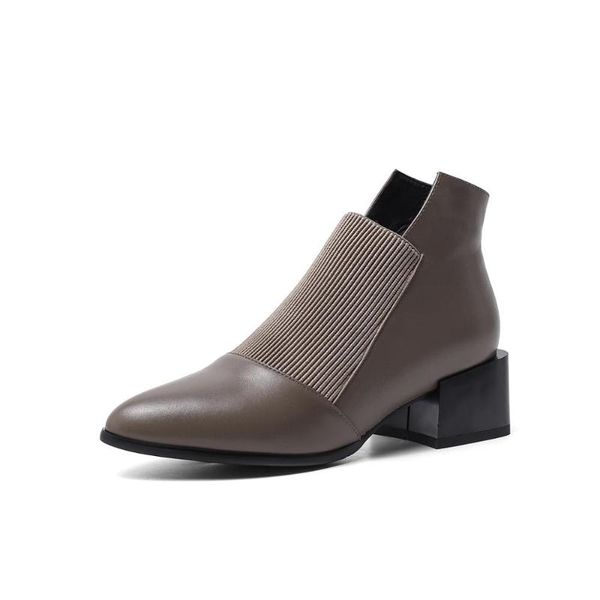 

dress shoes lmyom brand genuine leather mid-heel thick heel layer cowhide foreign trade large size black fashion women's