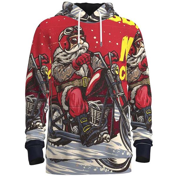 

christmas santa pattern men s 3d printing hoodie visual impact party punk gothic round neck sweatshirt hoodie, Black