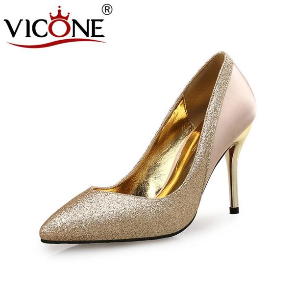 

dress shoes vicone women spring/autumn wedding bling fashion sweet high heels v688887, Black