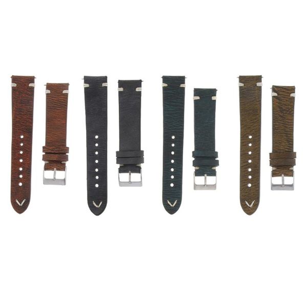 

watch bands handmade leather strap 20mm 22mm replacement bracelet, Black;brown