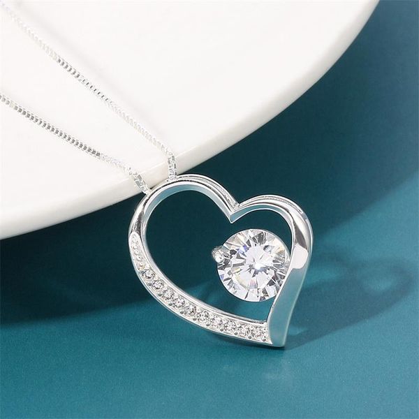 

chokers luxury valentine day gift silver color heart pendant necklace for girlfriend wife engagement, Golden;silver
