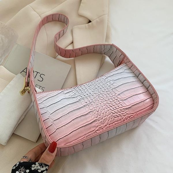 

evening bags alligator baguette for women pu leather underarm shoulder bag female purses and handbags luxury designer small armpit