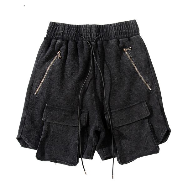 

2021 new harajuku retro lavado cordo casual homens e mulheres overise bolsos carga shorts streetwear cinco pontos calas 5xyc, White;black