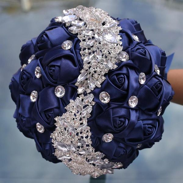 

decorative flowers & wreaths handmade diamond bridal bouquets artificial flower navy satin wedding bouquet bridesmaid beautiful stitch glitt