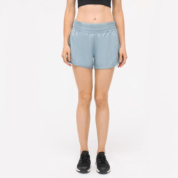 

yoga outfit spring and summer elastic waist mesh shorts loose breathable hidden zipper pocket sports for women